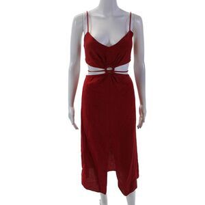 Fifth & Mode Womens Cutout Sleeveless Pullover Midi Sundress Red Size 0